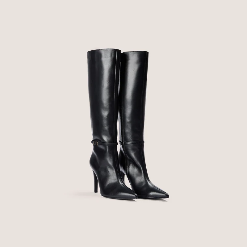 Bottes Hautes en Cuir Juni - Noir
