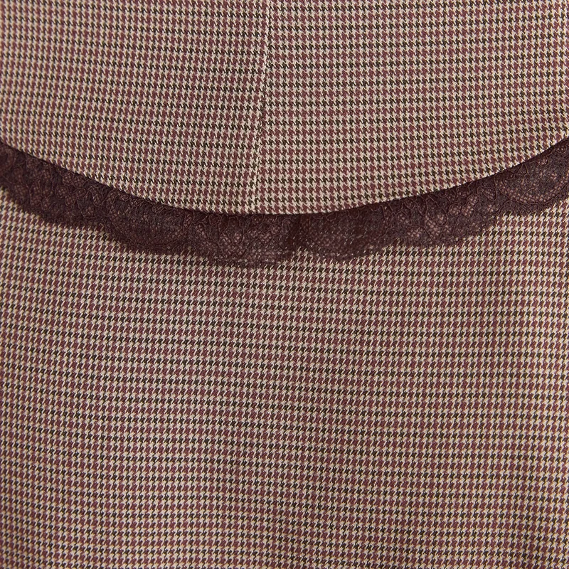 Haut Cintré à Col V - Pied-de-Poule Marron