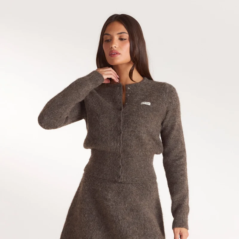 Cardigan en Maille Cintré - Marron Cendré