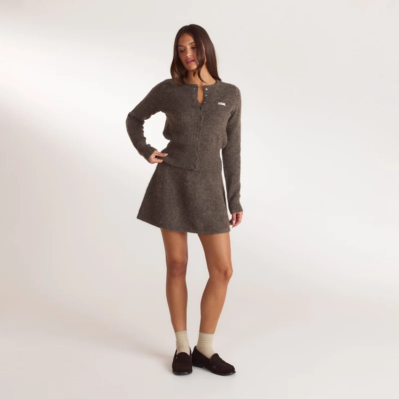 Cardigan en Maille Cintré - Marron Cendré