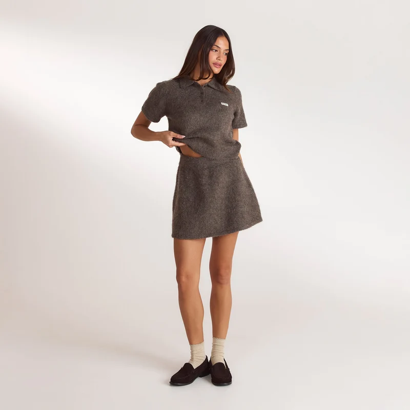 Polo en Maille - Marron Cendré