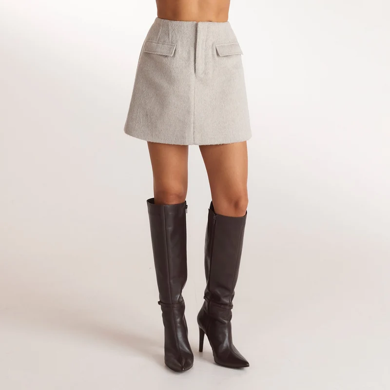 Mini-Jupe Tissée - Gris Chaud