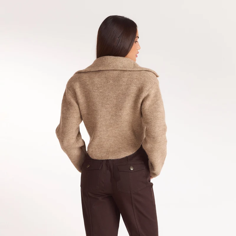 Cardigan en Maille Structuré - Biscuit