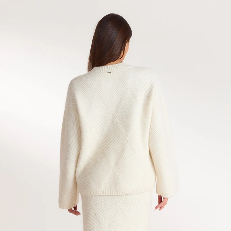Pull en Maille à Losanges - Crème
