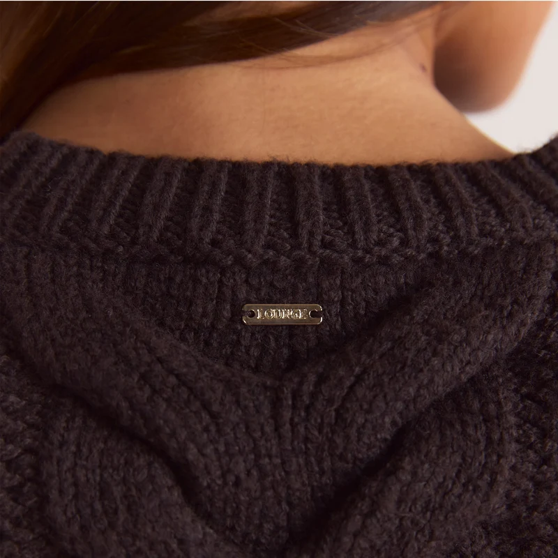 Pull Court en Maille Torsadée - Chocolat Noir