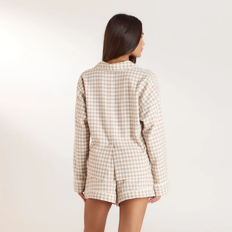 Chemise de Pyjama Vichy - Beige