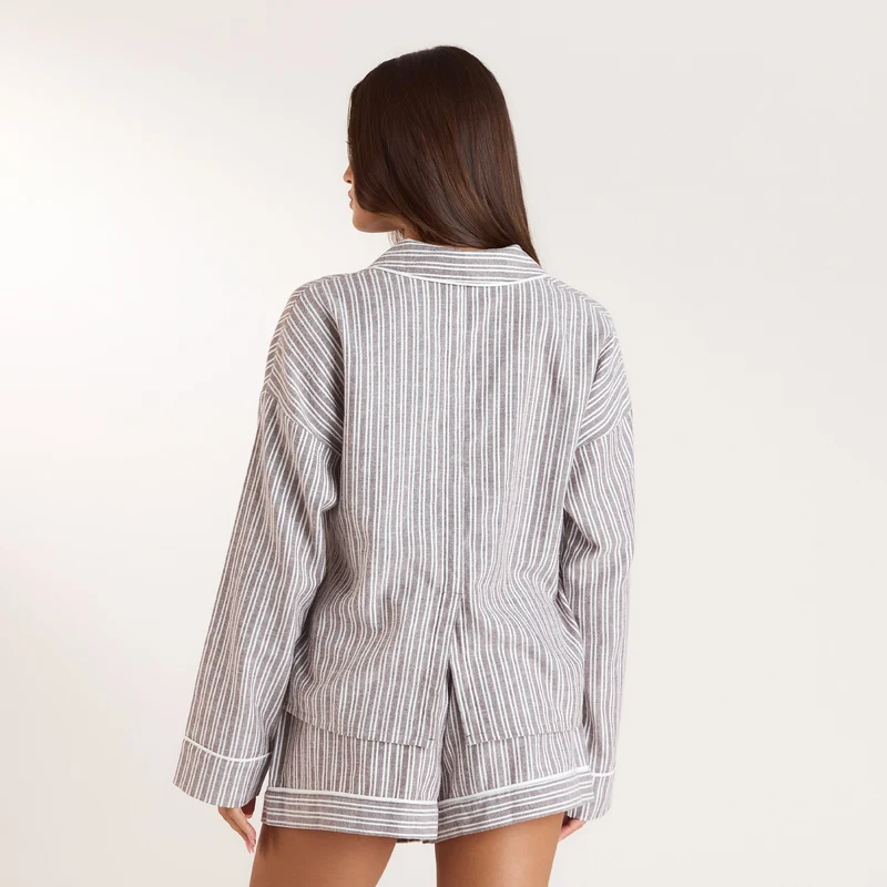 Chemise de Pyjama Stripe - Chocolat