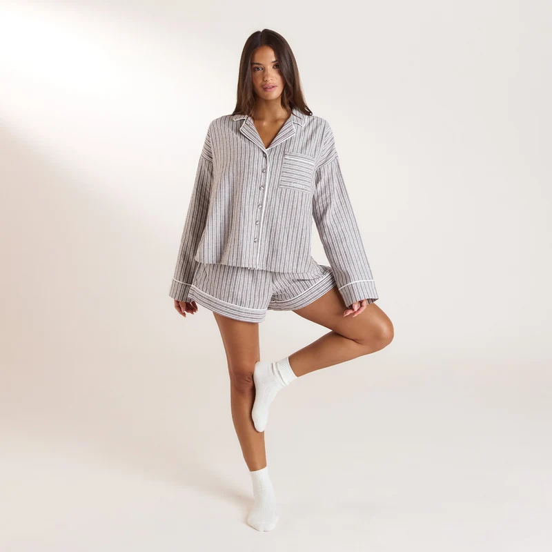 Short de Pyjama Stripe - Chocolat