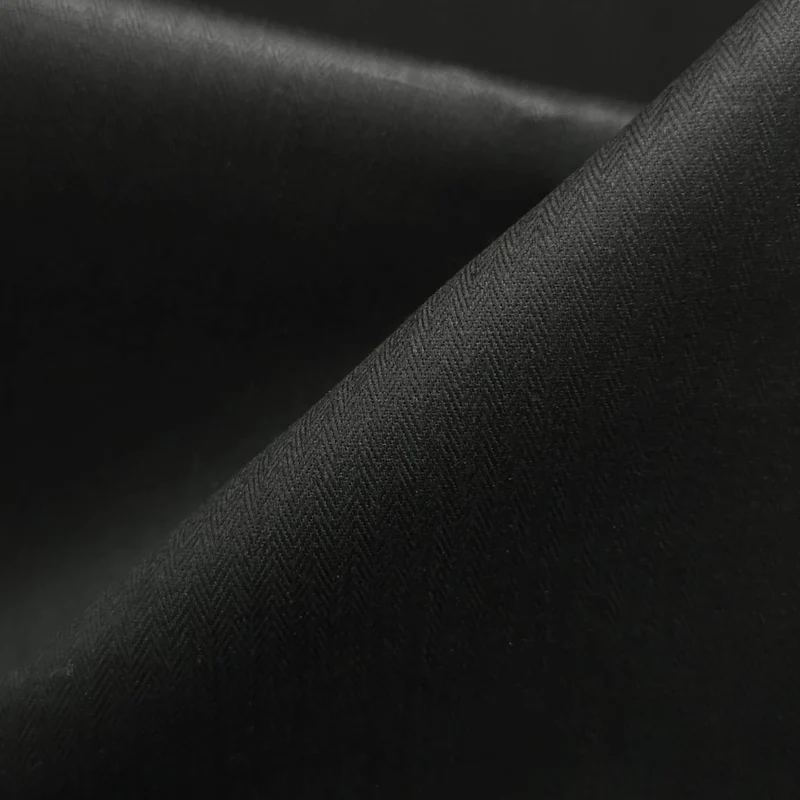 Tissu chevron déperlant en chanvre et coton biologique | Noir