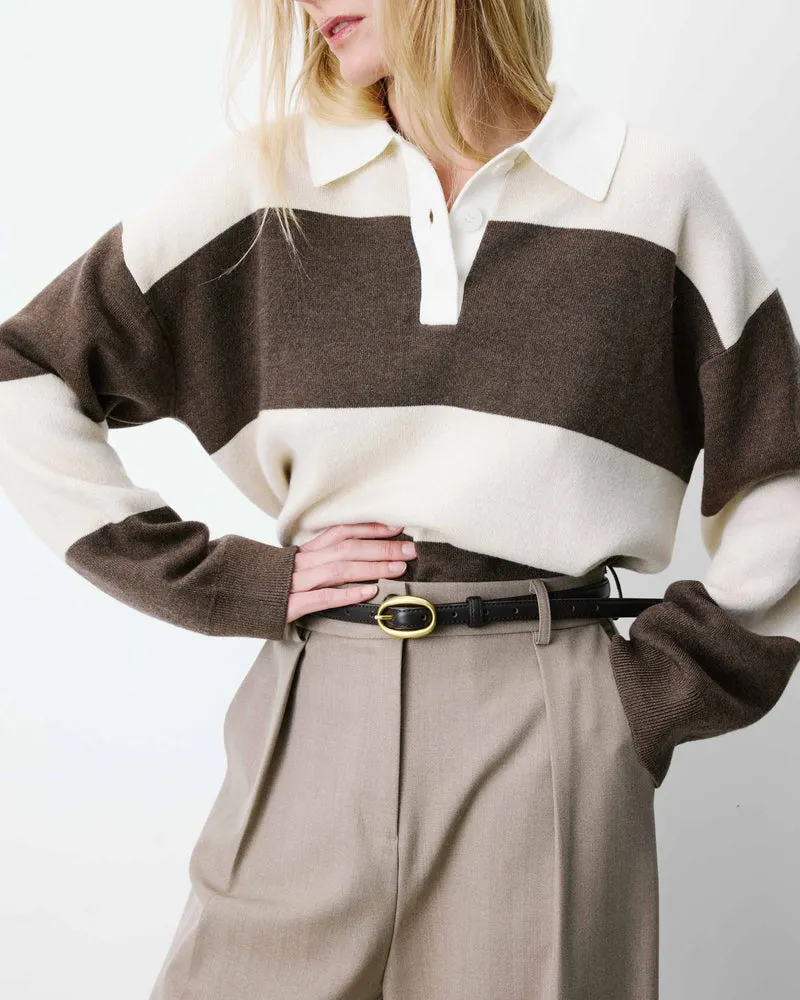 Ceinture fine en similicuir chocolat Abel