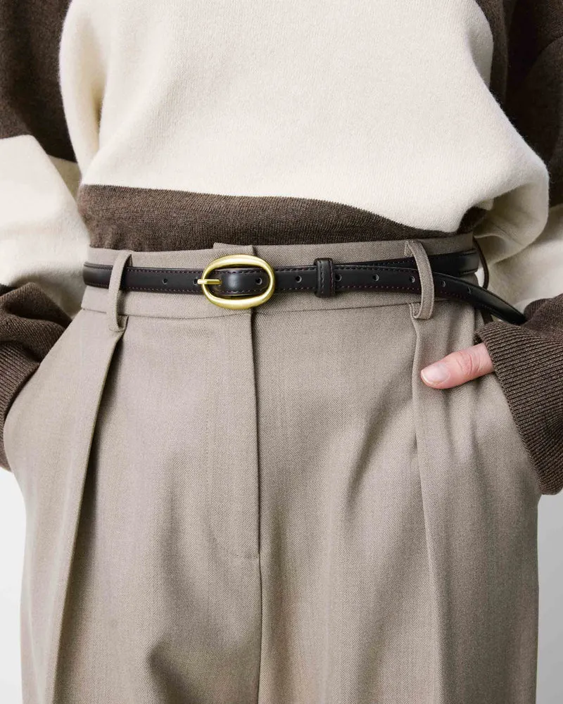 Ceinture fine en similicuir chocolat Abel
