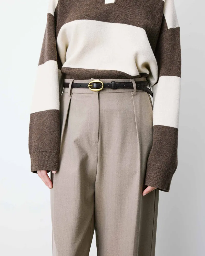 Ceinture fine en similicuir chocolat Abel