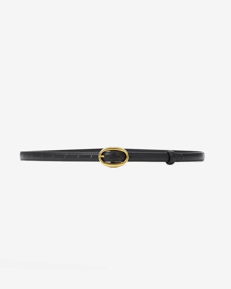 Ceinture fine en similicuir noir Abel