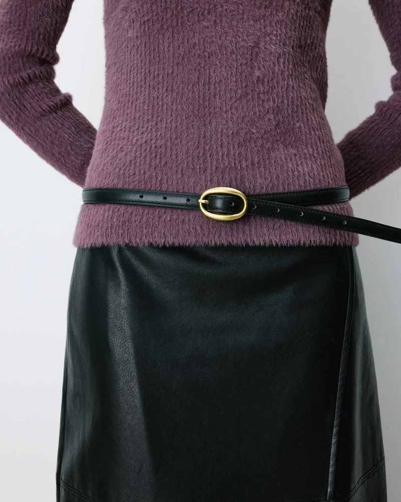 Ceinture fine en similicuir noir Abel