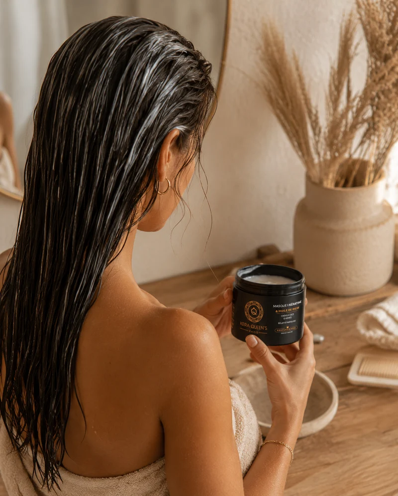 Masque Kératine & Huile de Ricin – Cheveux secs & abîmés