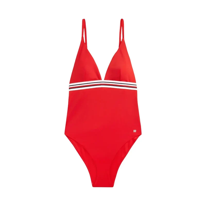 Tommy Hilfiger Maillot de bain bikini triangle rouge pour femme en nylon et élasthanne