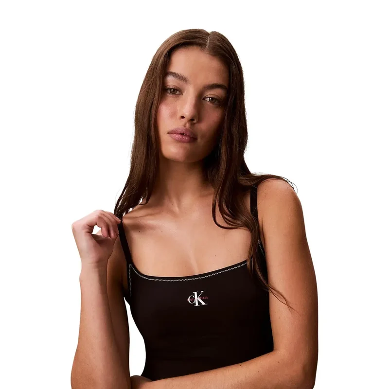 Calvin Klein Jeans Maillot de bain noir pour femme en nylon et élasthanne