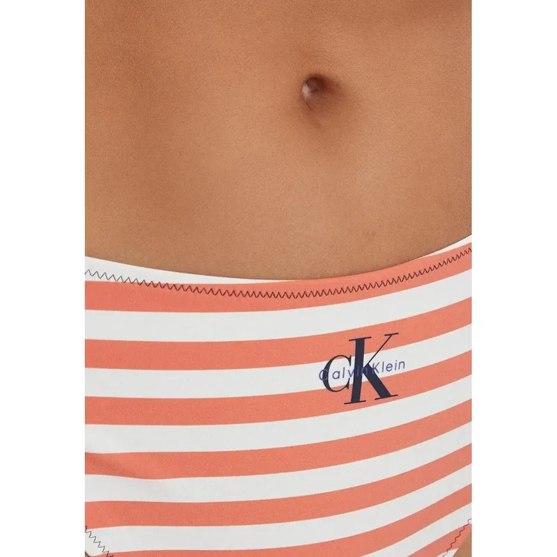 Calvin Klein Bikini femme à rayures orange en nylon et élasthanne