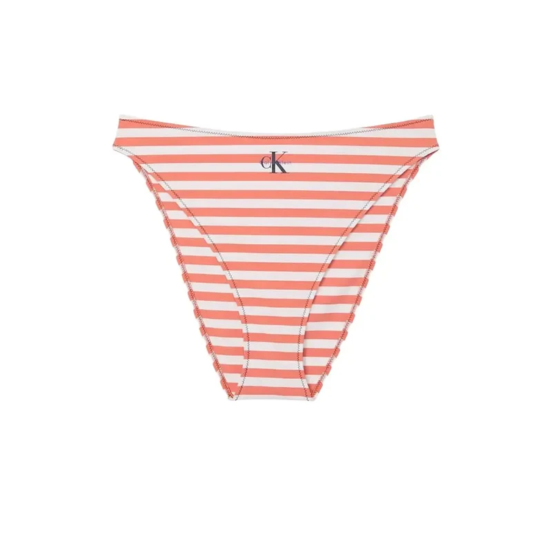 Calvin Klein Bikini femme à rayures orange en nylon et élasthanne