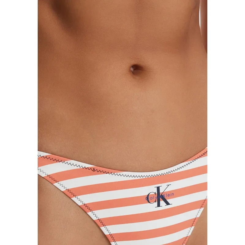 Calvin Klein Jeans Bas de bikini rayé orange pour femmes