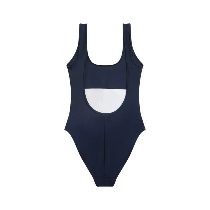 Tommy Hilfiger Maillot de plage bleu pour femme, col rond, nylon
