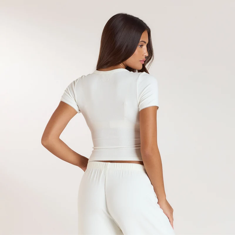 Haut de Pyjama Côtelé - Crème