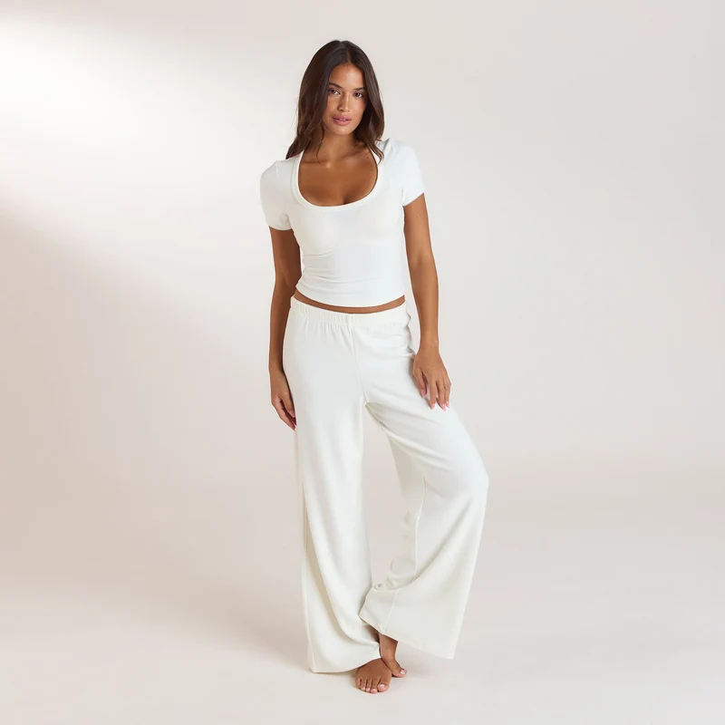 Pantalon de Pyjama Côtelé - Crème