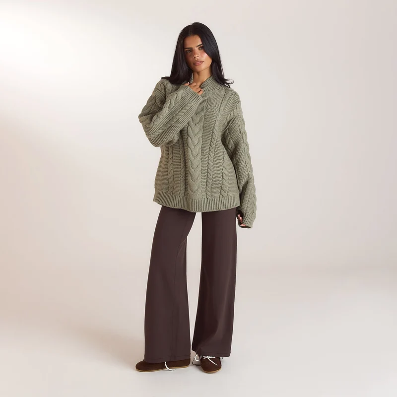 Pull Torsadé Oversize - Olive