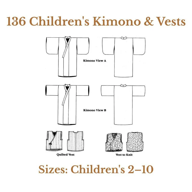 PATRON DE COUTURE PDF | 136 Kimono & gilets pour enfants | Folkwear | UNISEXE