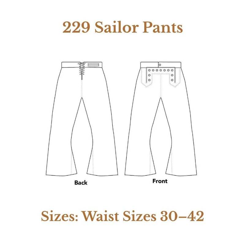 PATRON DE COUTURE PDF | 229 Pantalon marin | Folkwear | UNISEXE