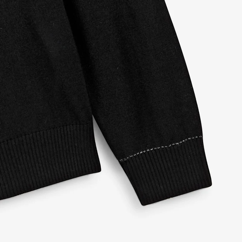 Pull col zippé laine mérinos mélangée noir Marvine