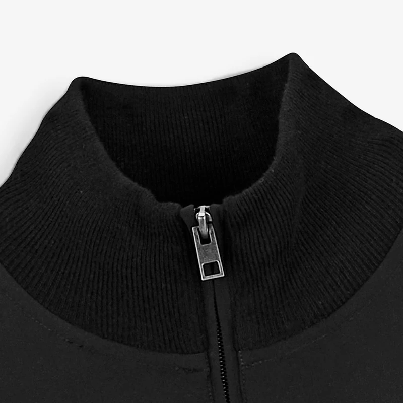 Gilet zippé bi-matière nylon/maille noir Melton