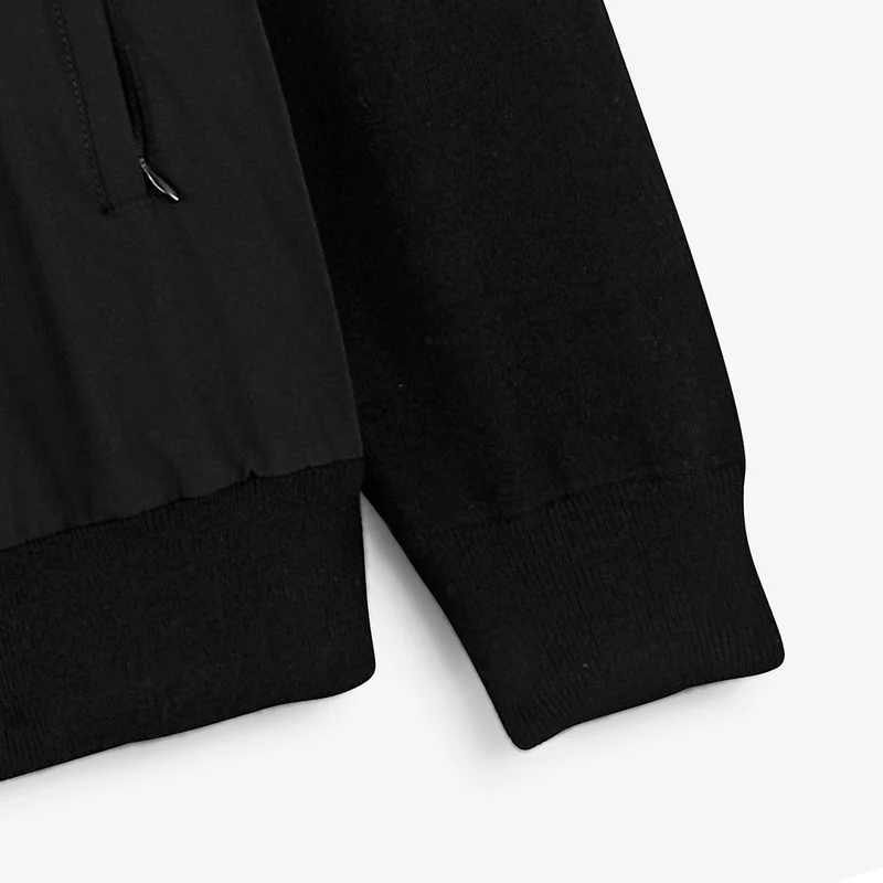 Gilet zippé bi-matière nylon/maille noir Melton