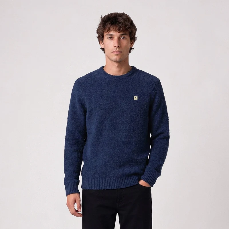 Pull laine bouclette col rond bleu indigo Murray SBPLAY