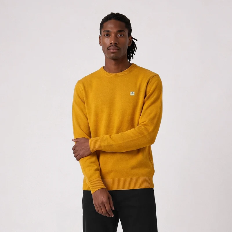 Pull col rond laine lambswool jaune Madani SBPLAY