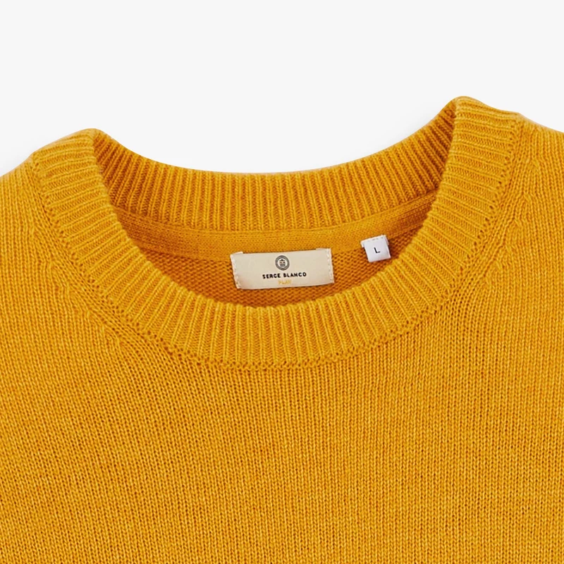 Pull col rond laine lambswool jaune Madani SBPLAY