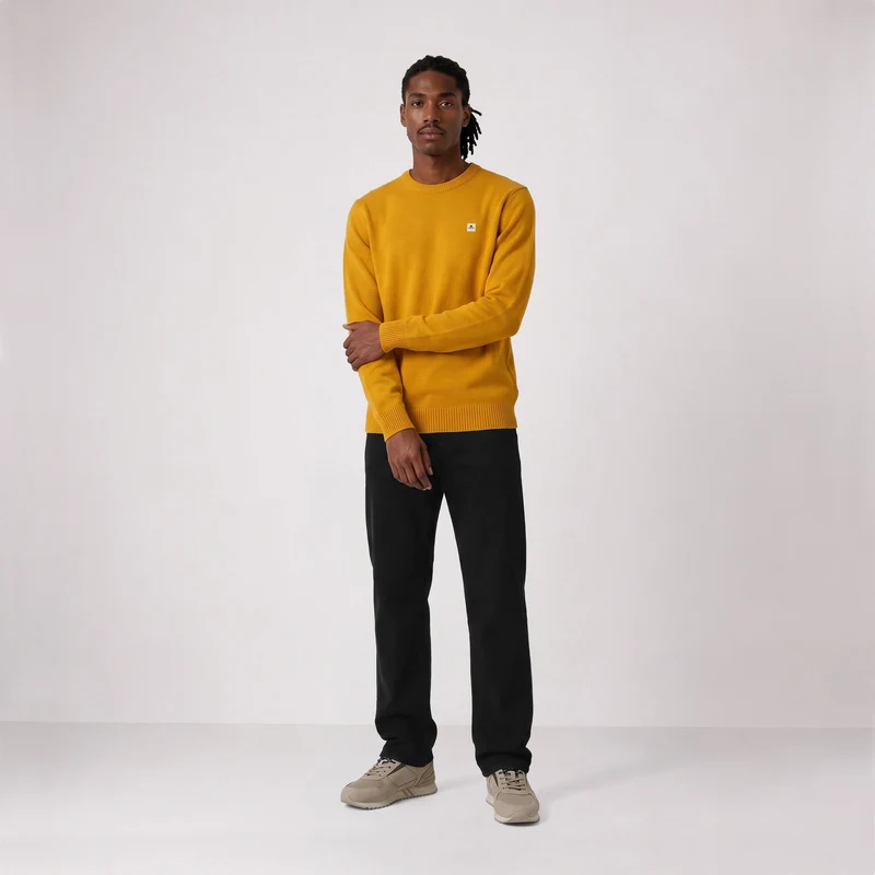 Pull col rond laine lambswool jaune Madani SBPLAY