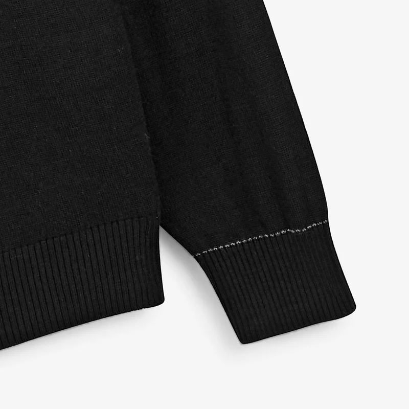 Pull laine mérinos mélangée col montant noir Massia