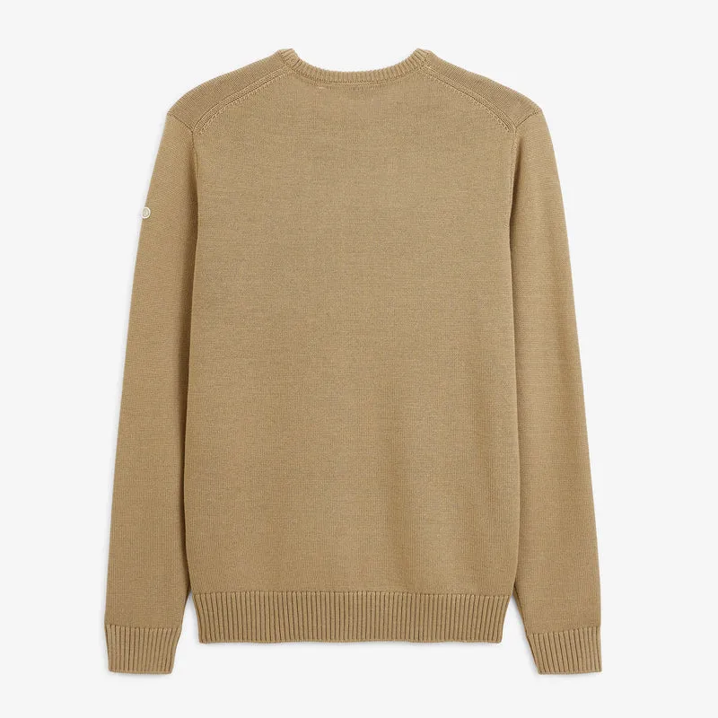 Pull jacquard laine mélangée col rond beige Mohan BLANCO BIARRITZ