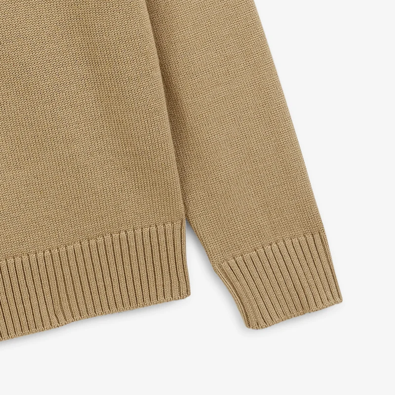 Pull jacquard laine mélangée col rond beige Mohan BLANCO BIARRITZ
