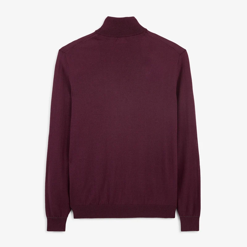 Pull laine mérinos mélangée col montant rouge Massia