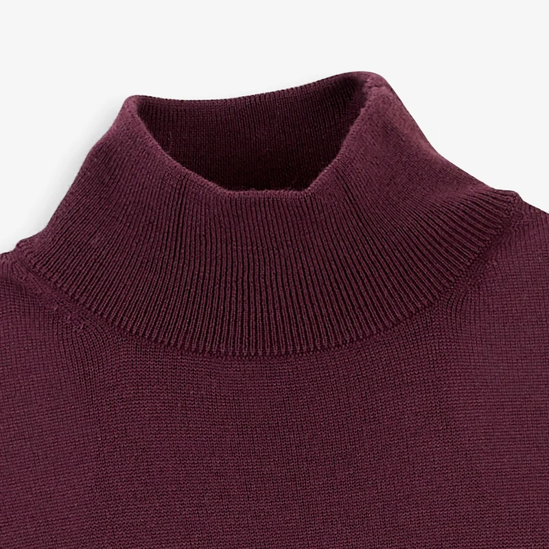 Pull laine mérinos mélangée col montant rouge Massia
