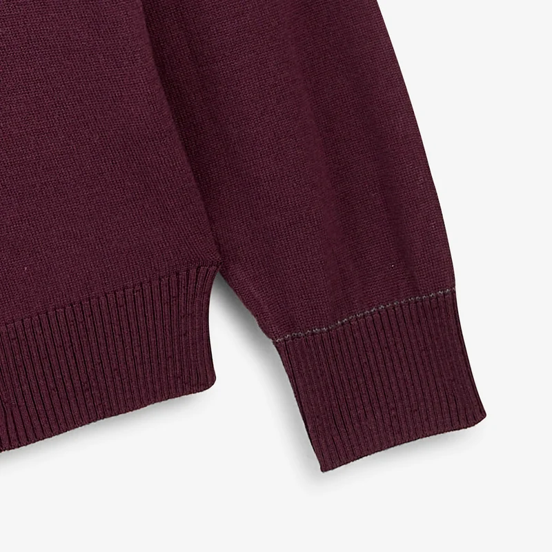 Pull laine mérinos mélangée col montant rouge Massia