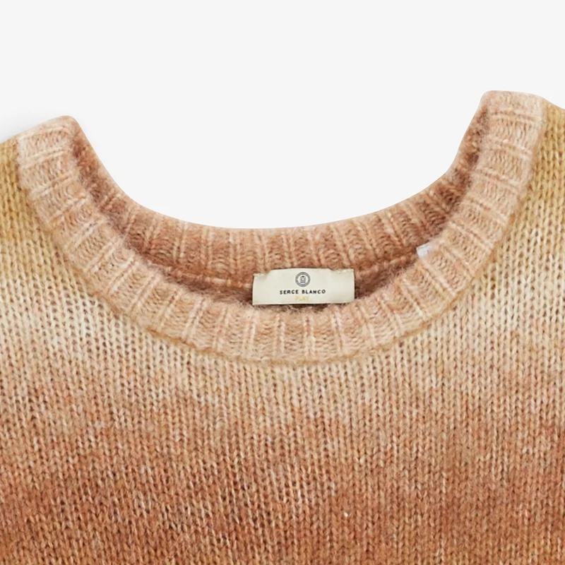 Pull dégradé col rond shaggy marron caramel Merlin SBPLAY