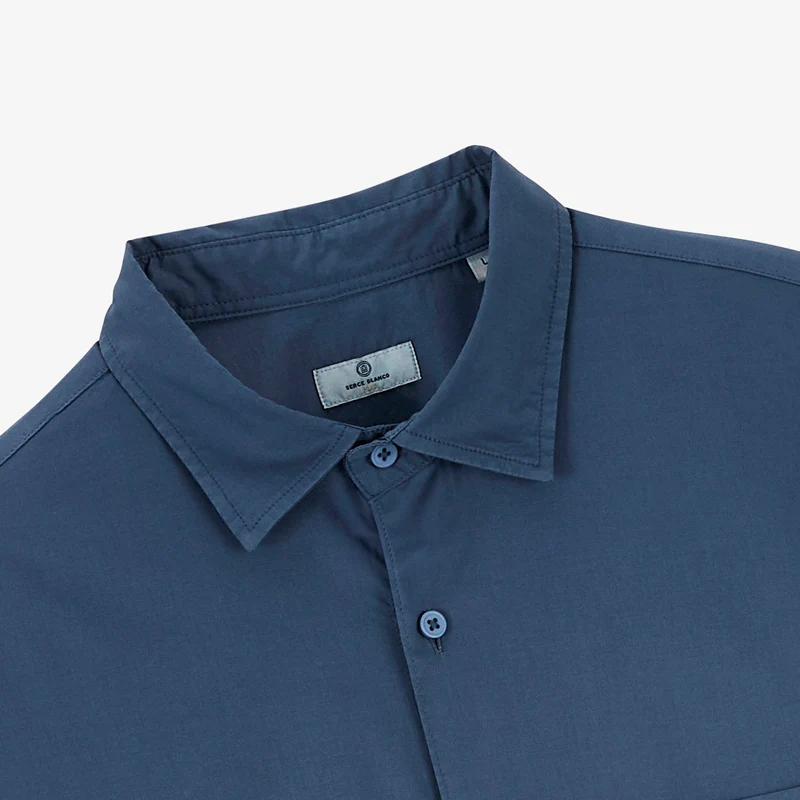 Chemise manches longues twill stretch bleu SBPLAY