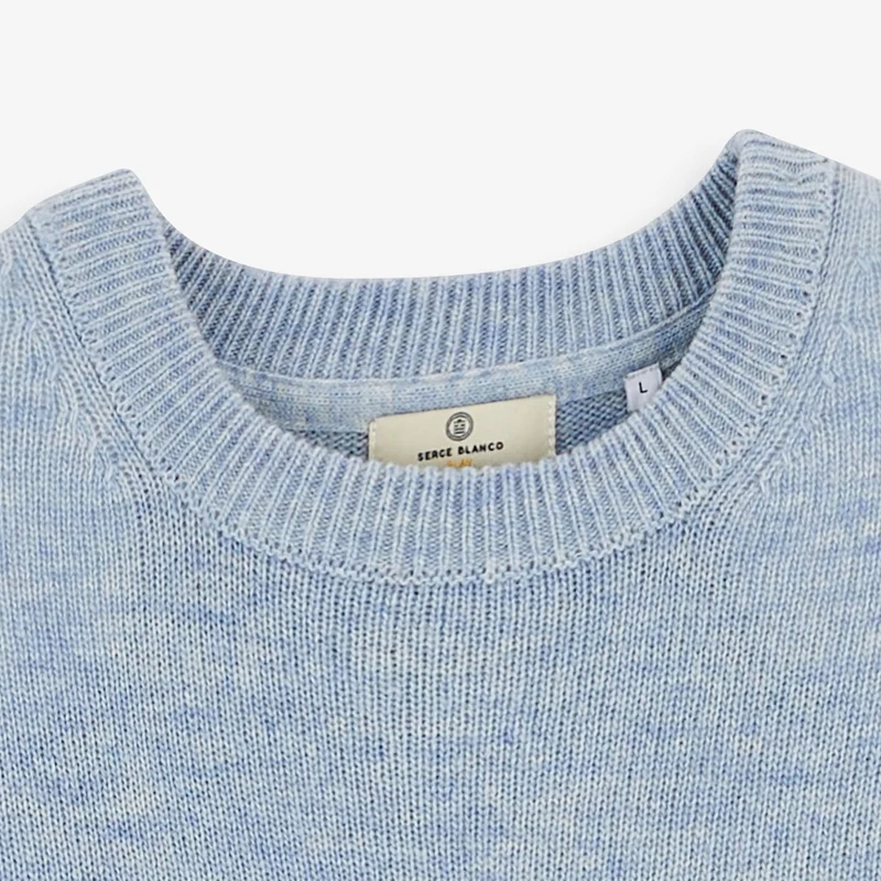 Pull col rond laine lambswool bleu ciel Madani SBPLAY