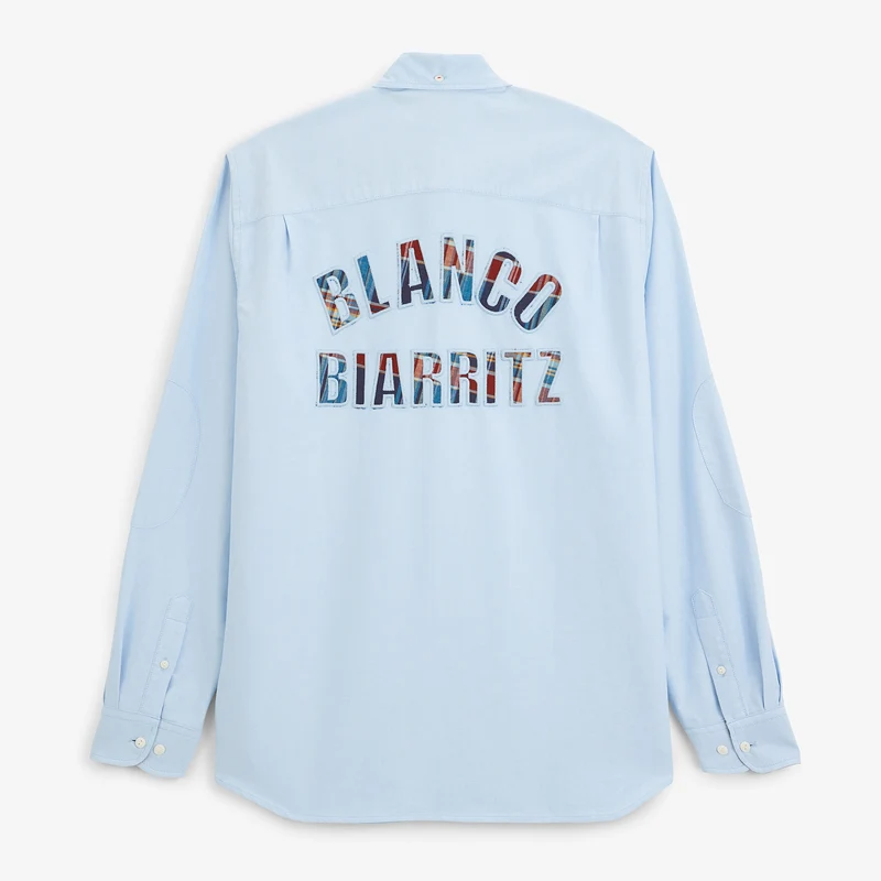 Chemise manches longues Oxford bleu ciel broderie BLANCO BIARRITZ
