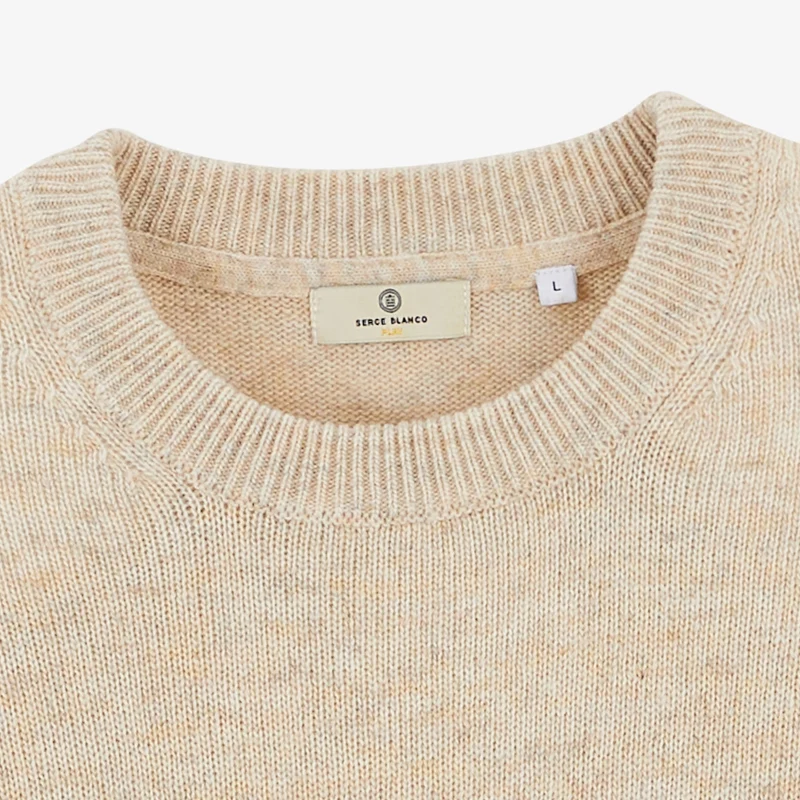 Pull col rond laine lambswool blanc cassé Madani SBPLAY