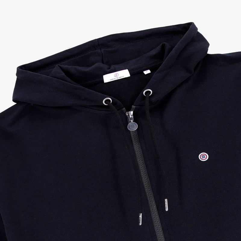 Sweat zippé à capuche Sidney en coton bleu marine