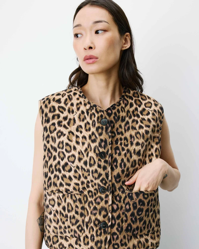 Veste sans manches réversible en velours côtelé leo Alexis